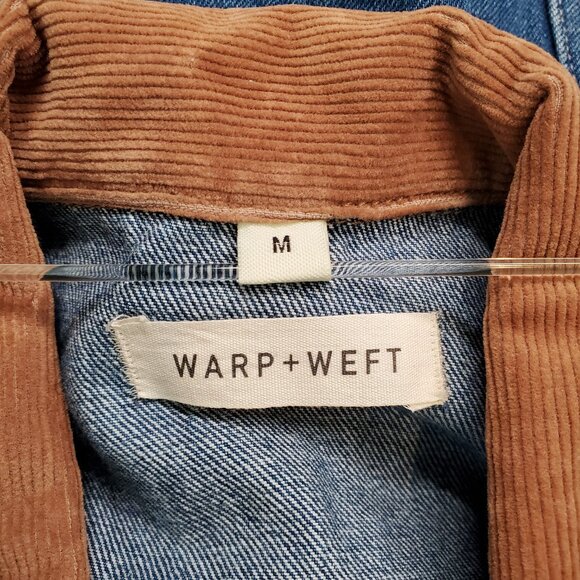 Warp + Weft Denim Trucker Jacket Indigo Adult Med Corduroy Chore Cabin Retro - Picture 7 of 14
